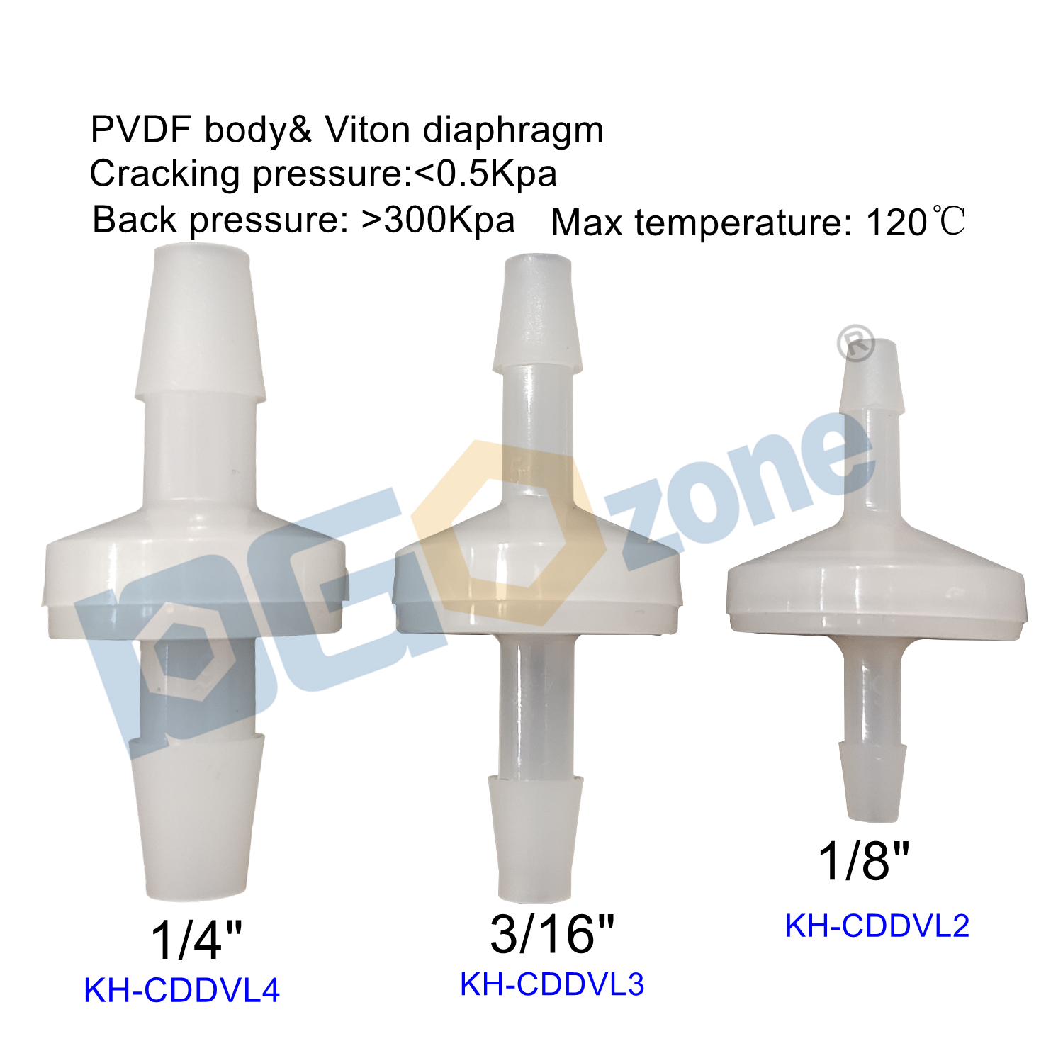 1/8" 3/16" 1/4" SPA Check Valve Ozone Proof Valve Non-return Valve PVDF body Acid and Alkali Resistant DGOzone