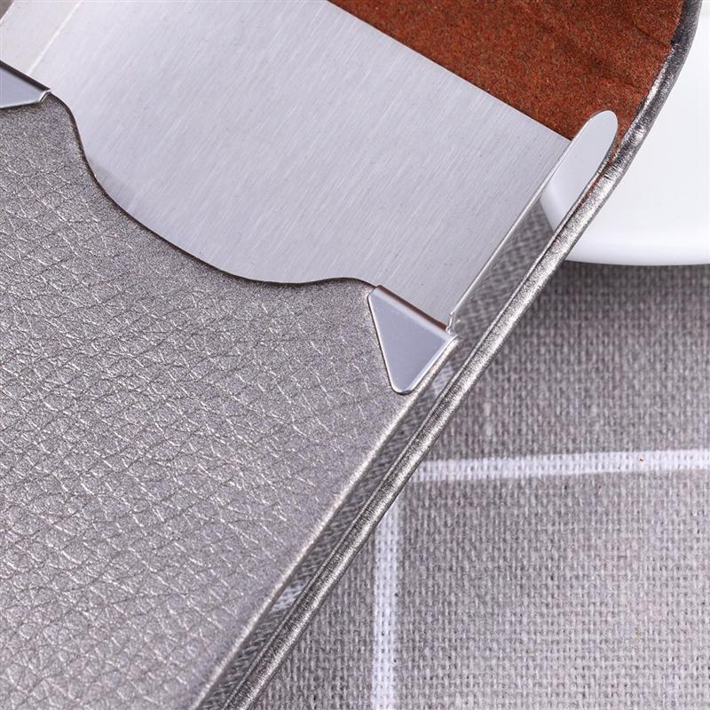 Business Card Holder - Metal PU Leather Case - Unisex Name Visit Card Organizer Box