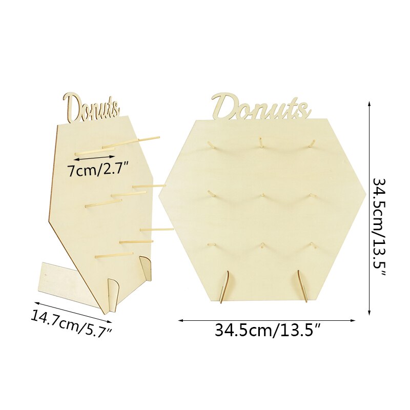 Reusable Wooden Donut Stand Wedding Decoration Table Donut Party Decor Baby Shower Birthday Party Favor Doughnut Display Stand: 1pc C03
