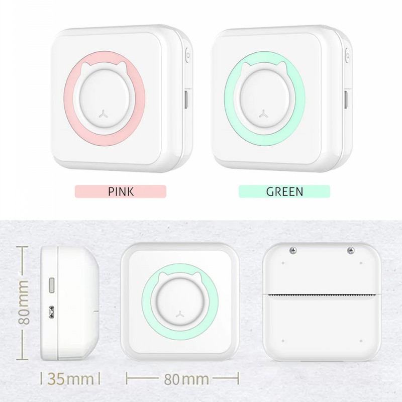Mini Portable Thermal Printer Paper Photo Pocket Thermal Printing Wireless BT Connect Printer 200dpi Photo Lable for iOS/Android