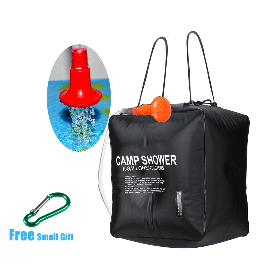 MYJ 40L Solar Shower Bag Foldable Sun Heating Camping Shower Portable Outdoor Sun Shower Bag with Removable Head