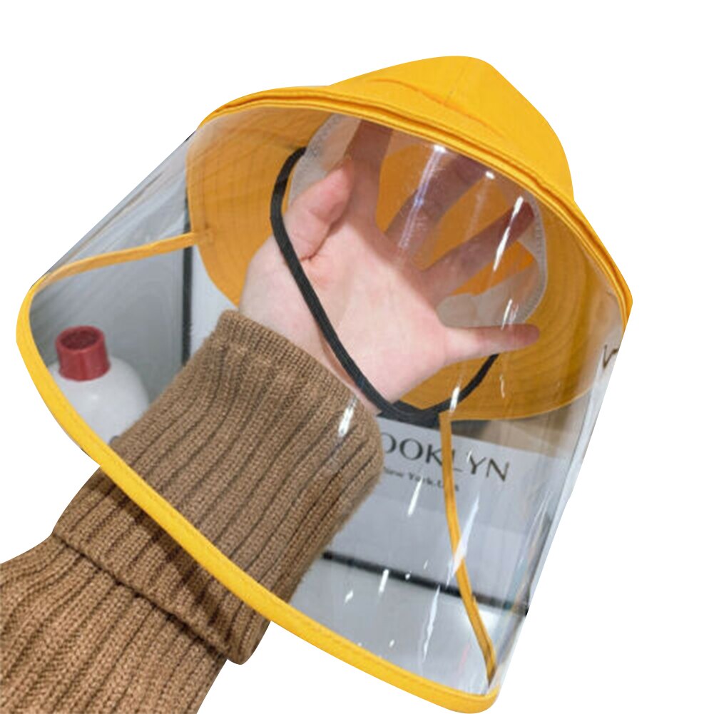 Children Kids Girls Boys Cute Yellow Safety Protective Hats Caps with Clear Saliva-Proof Dust-Proof Sun Visor Full Face Cover