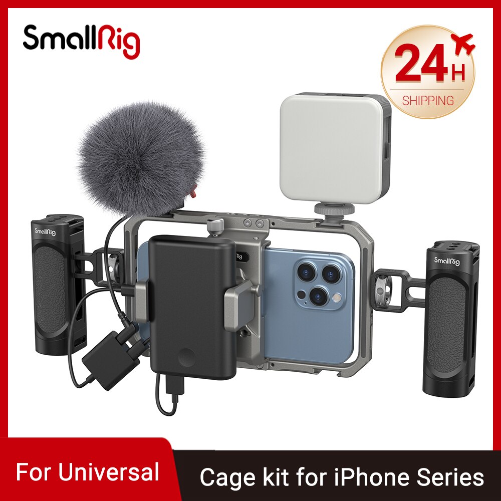 SmallRig Universal Lite Video Kit For iPhone Series Smartphone Video Rig With Cold Shoes Mounts Support Microphone Handle Tripod