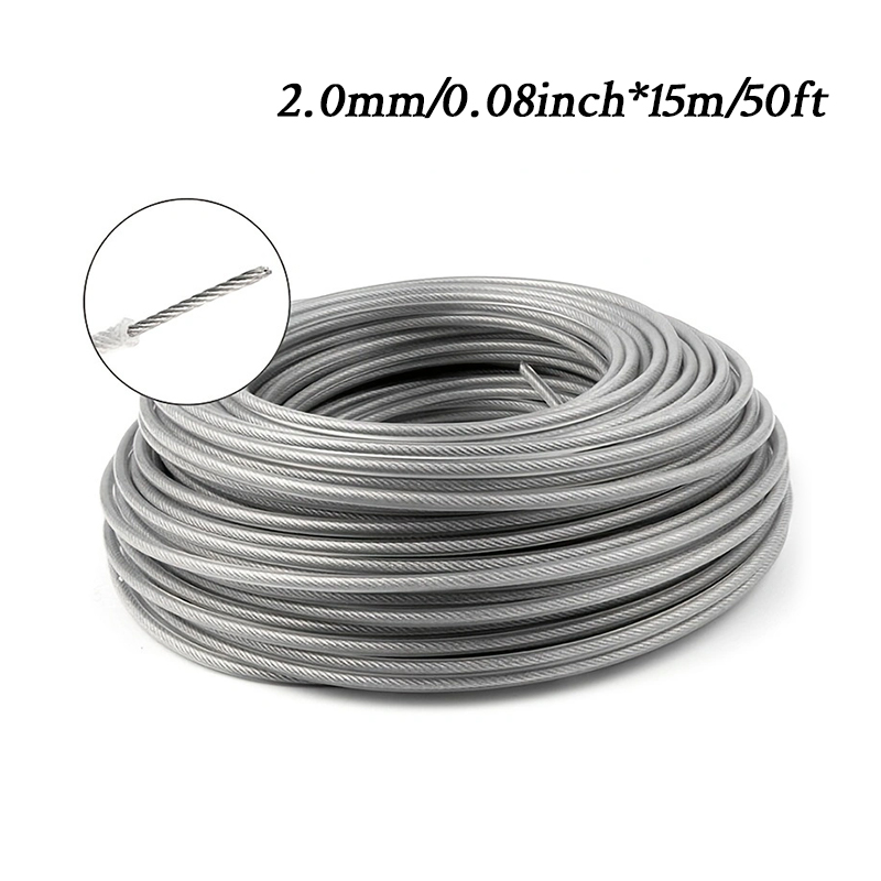 LUSQI 5M/10M/15M Stahldraht Nylon Rasentrimmer Linie Freischneider Trimmer Seil Rasenmäher Kabel Lange Runde Rolle Gras Ersatz: green