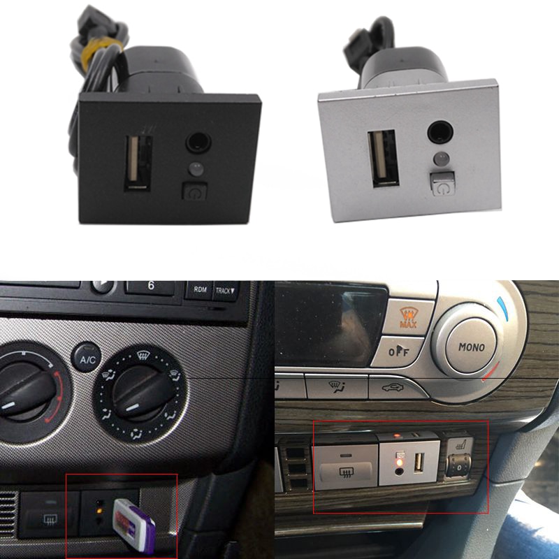 Auto Usb Aux Slot Input Adapter Kabel Usb Interface Socket Knop Voor Ford Focus 2 Mk2