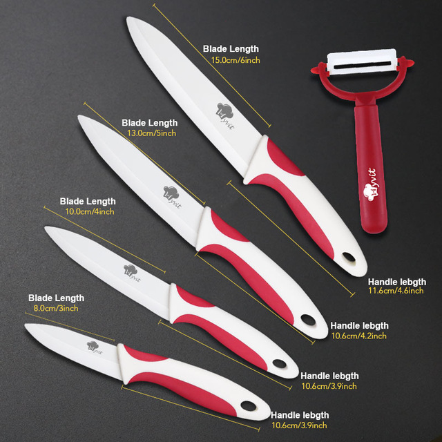 Keramik Messer Küche 3 4 5 6 Zoll Koch Utilityw Halfter Schäler Weiß Zirkonia Klinge Obst Gemüse Kochen Werkzeug 4 stück einstellen: 3456 REDwhite