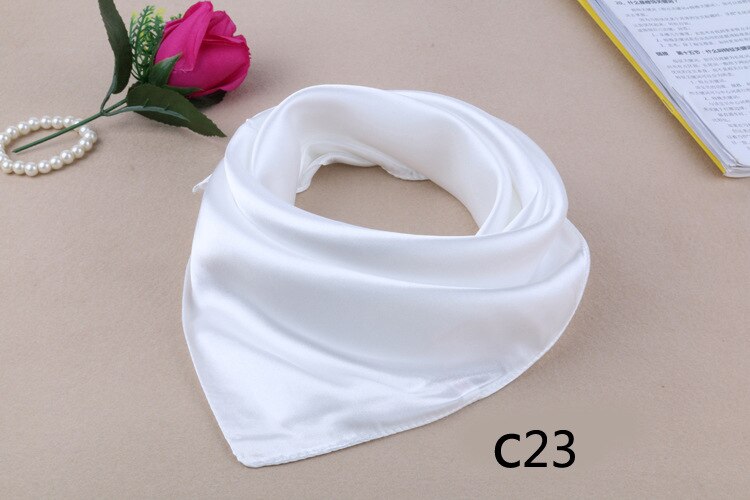 WZCX 60*60cm Frauen Einfarbig Seide Schal Frühling Herbst Neue Einfache Quadratische Schals Für Damen Weibliche schal: 22