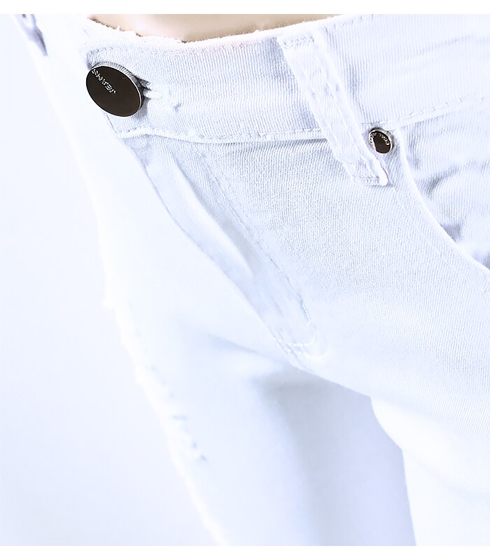 Youaxon-pantalones vaqueros desgastados con curvas para mujer, Vaqueros elásticos de cintura media y alta, color blanco, talla europea, 2067