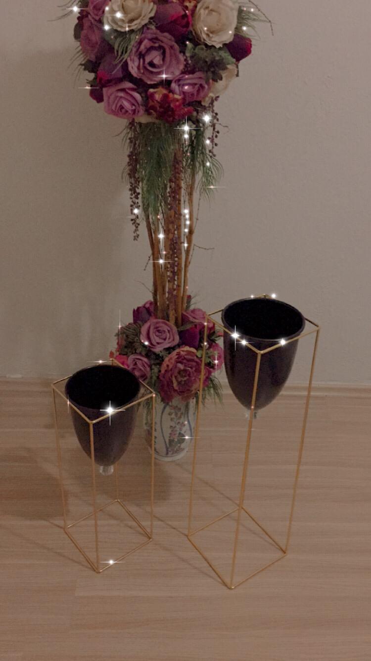 Maceta de Pedestal de Metal para decoración del hogar, 2 piezas