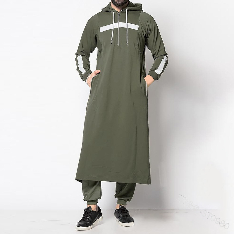 Moslim Mannen Jubba Thobe Arabische Islamitische Kleding Saudi Arabië Gewaad Abaya Dubai Losse Blouse Turki Kaftan Sweatshirt Abayas S-5XL