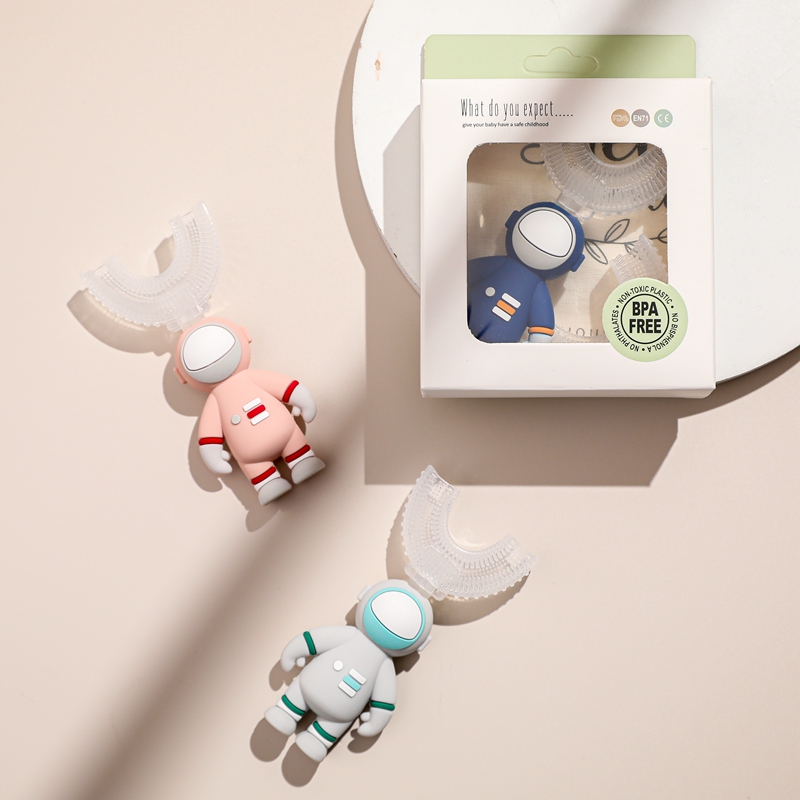 Spazzolino da denti per bambini a forma di U spazzolino da denti per bambini con manico spazzola per pulizia orale in Silicone per nessun pennello molare per bambini BPA
