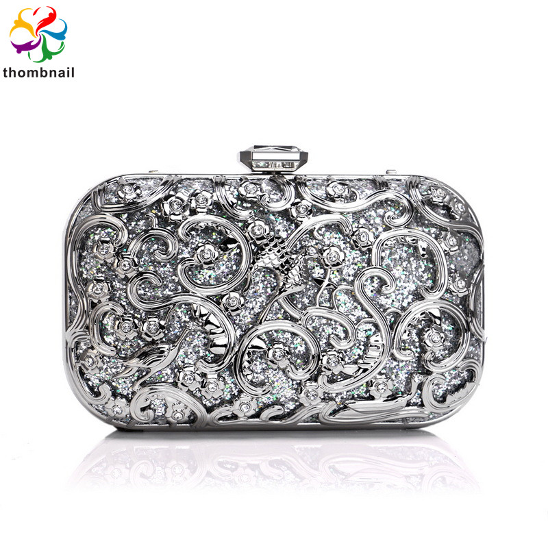 Luksus form kvinner krystall kveld clutch bling gull damer middagsveske diamant veske formell anledning