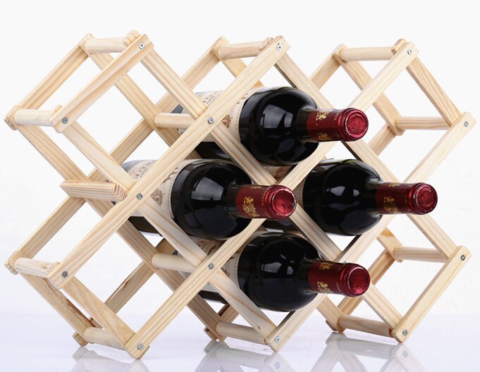 folding wine wooden frame European wooden wine display stand solid wood wine rack WF4201513: 10 bottles