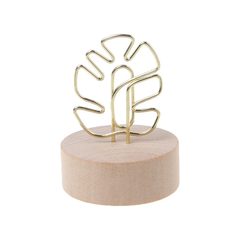 Memo Card Photo Message Picture Clip Note Clamp Table Numbers Round Wooden Base Holder For Wedding Party Decor: 2