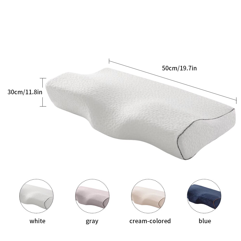 Memory Foam Bedding Pillow Butterfly Shaped Relax Neck Protection Orthopedic Slow Rebound Cervical For Health Care 50x30cm: A4 White 50x30cm