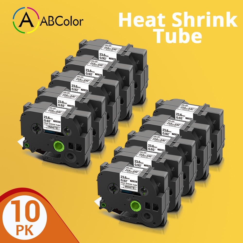 Il nero su bianco giallo per il creatore dell'etichetta di p-touch del fratello HSe-251 il nastro dell'etichetta della metropolitana termorestringente di 24mm per il HSe-651 del fratello: 10PK Black on White