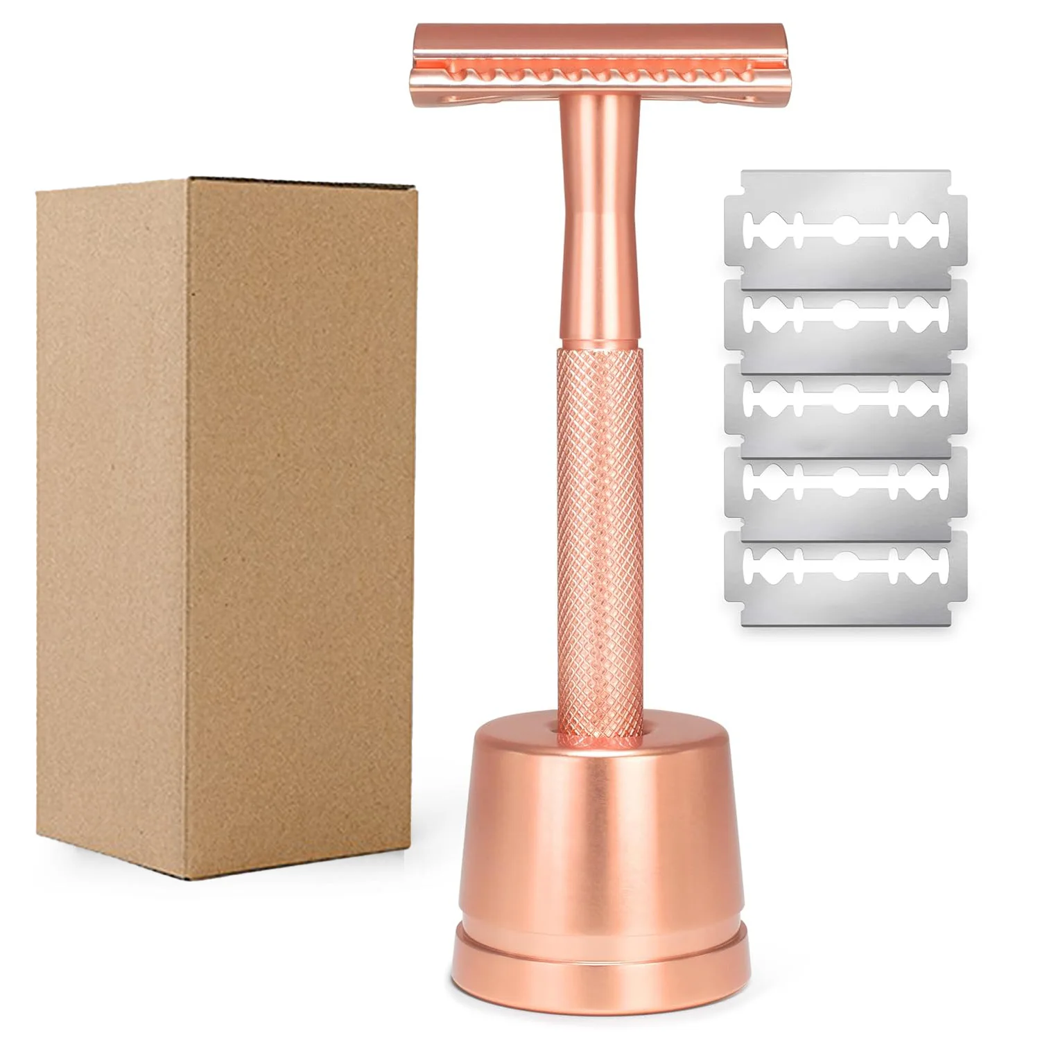 Rasoir de sécurité à double tranchant en acier inoxydable pour hommes, support de rasoir en métal, rasoir en métal pour homme avec base de rasoir: WHITE