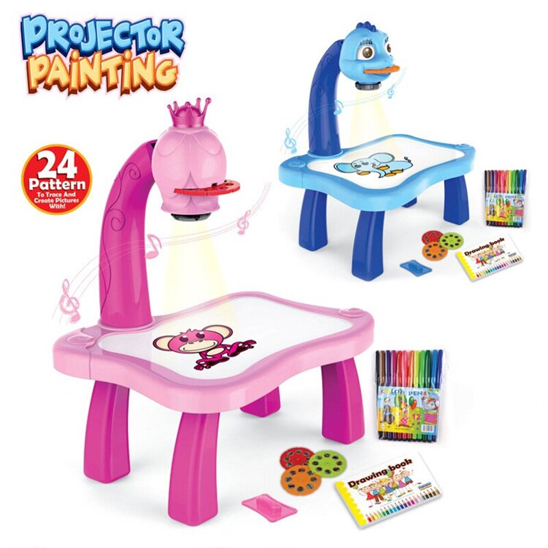 Kinderen educatief vroeg leren muzikaal projector projectie schilderen tekentafel bureau speelgoed verf gereedschap bjstor