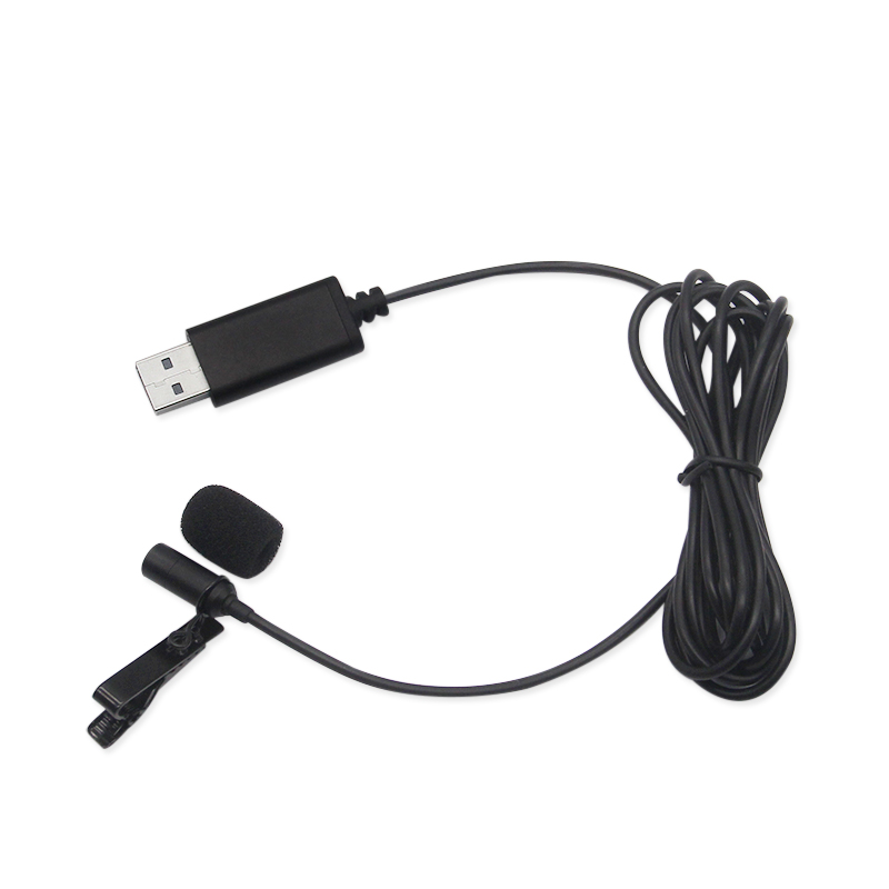 Portable USB Mini Microphone 2m Lapel Lavalier Mic Clip-on External Buttonhole Microphones for Laptop PC Computer Recording Chat