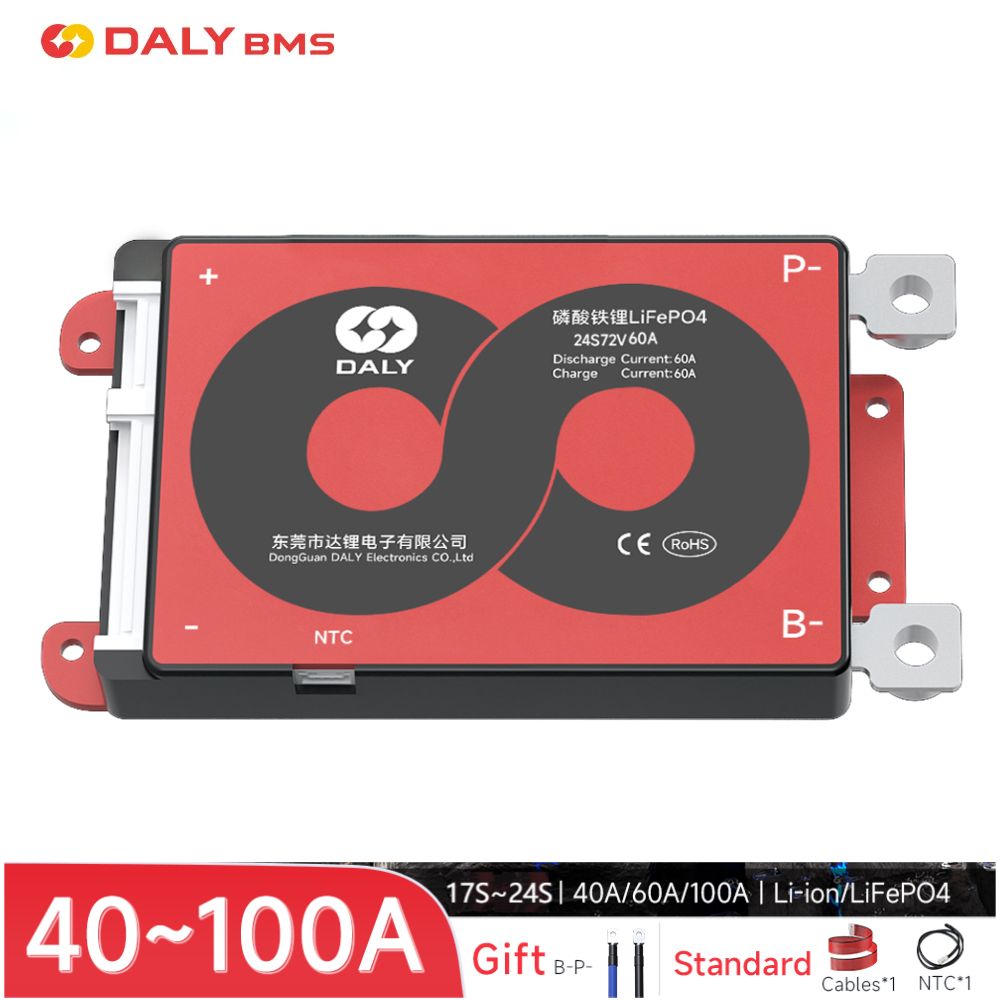 Daglige li-ion bms 17s 60v 20s 72v og 20s 60v 24s 72v lifepo 4 bms 40a 60a 100a inkludert balansefunksjon ntc-sensorer vanntett