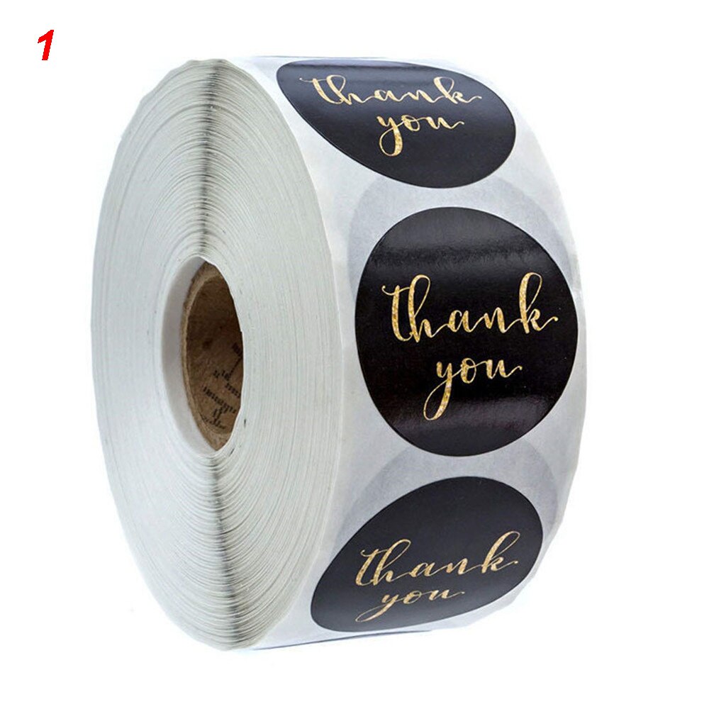 500 Labels/roll Kraft Round Flower Thank You Stickers Labels Scrapbooking Stickers for DIY Crafts Package Stationery Sticker: 01