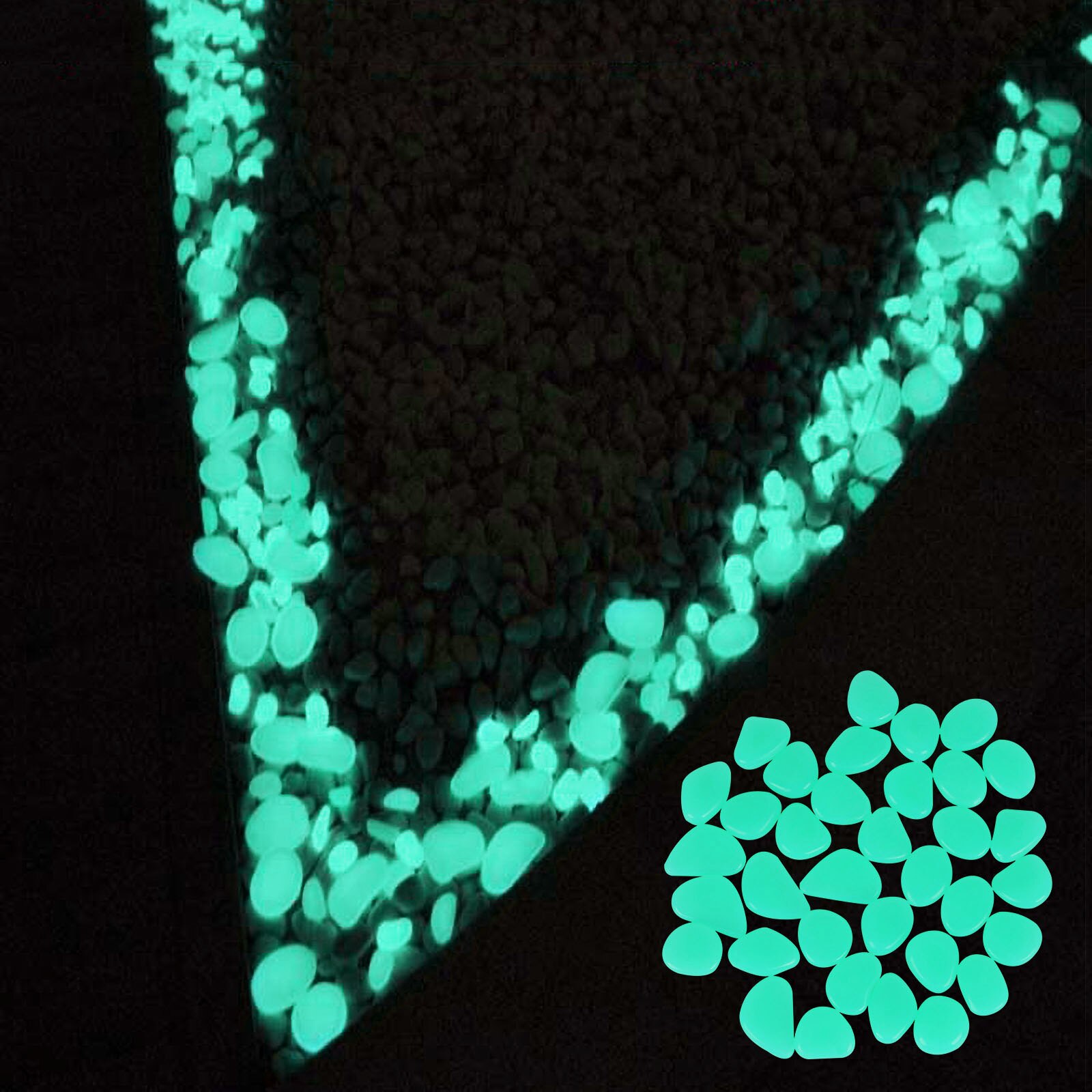 100Pcs Garden Luminous Glowing Stone Pebble Glow in the Dark Garden Glow Stones Rocks for Walkways Garden Path Patio Lawn Decor