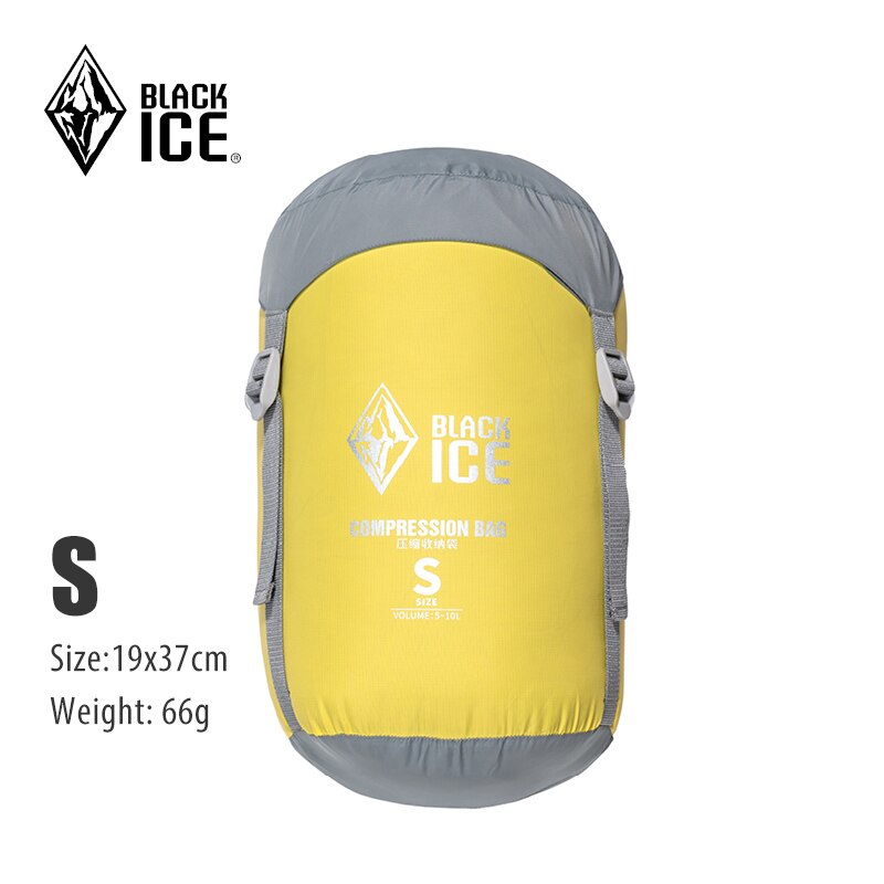 Black Ice Compression Sack Storage Bag Ultralight Down Sleeping Bag Stuff Sack S/M/L for Backpacking Hiking Camping Blackice: S Yellow