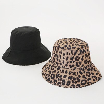otoño invierno cálido plegable de punto de leopardo Zebra cubo sombrero para mujeres pescador sombreros Floppy protección del sol gorras cálidas: Black Camel
