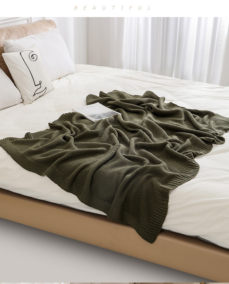 Inyahome-olivgrön pläd, mjuk, mysig kabelstickad filt för säng och soffa, dekorativa julplädar i lantlig stil
