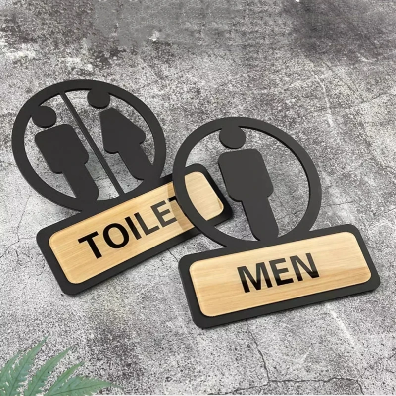 Toilet Sign Self Adhesive Bathroom Signage Restroom Reminder Sign Hanging Plaque for Business Company Office Public Door Wall