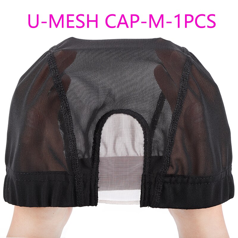 U Part Lace Wig Caps For Making Human Hair Lace Wigs Ventilated Wig Cap Dome Mesh Weaving Cap S M L Size Wig Accessories: u-mesh m-1PCS