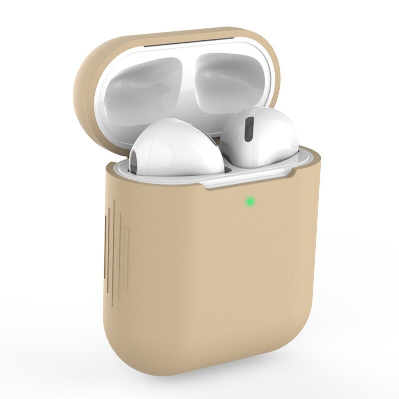 Candy Colors Soft Silicone Case For Apple Air Pods 2 Cases For AirPods 2 Silm Shockproof Earphone Protective Cover Accessory: Khaki