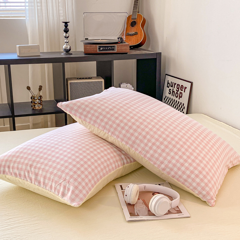 2 uds fundas de almohada suaves funda de almohada rectangular estilo a cuadros funda de almohada 48x74cm fundas de cojín funda almohada funda de almohada para cama de casa: Negro