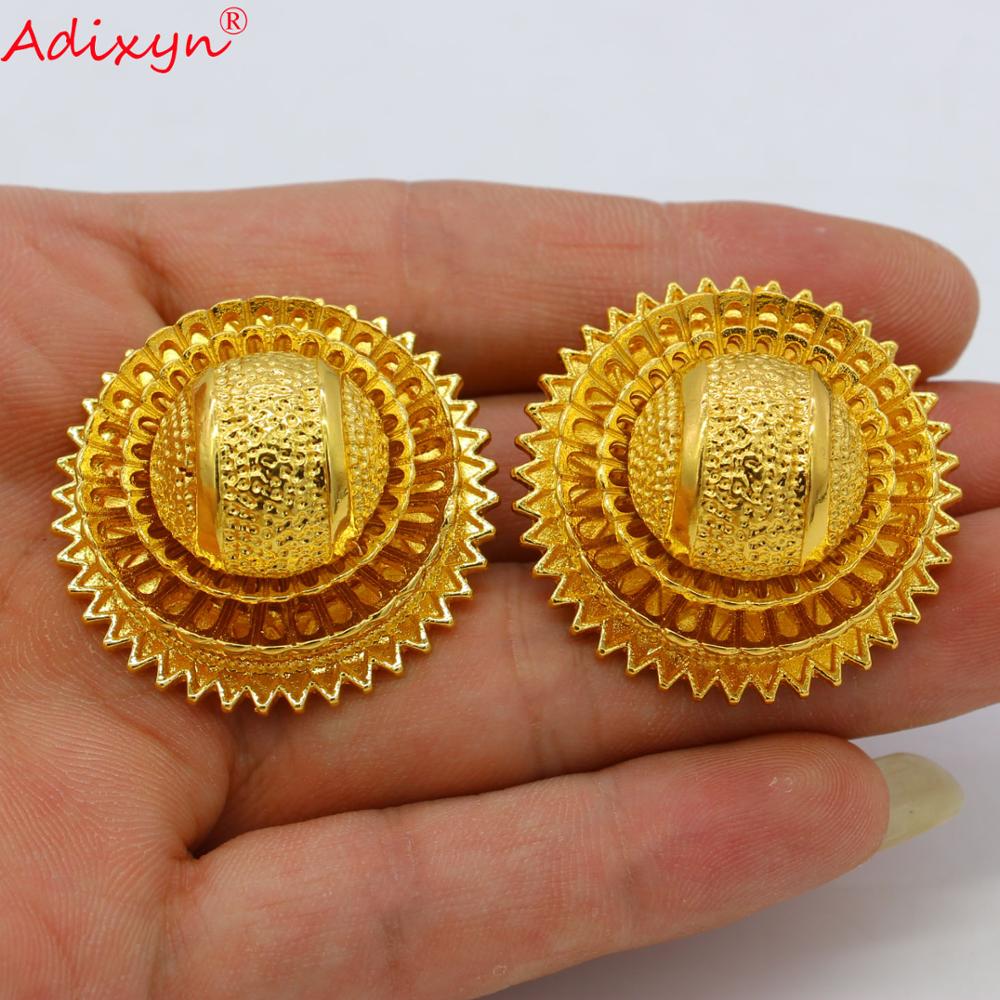 Adixyn, colgante de joyería estilo europeo, collar, pendientes, anillo, brazaletes, cadena para el pelo para mujeres, Color dorado, de boda africanos N06152