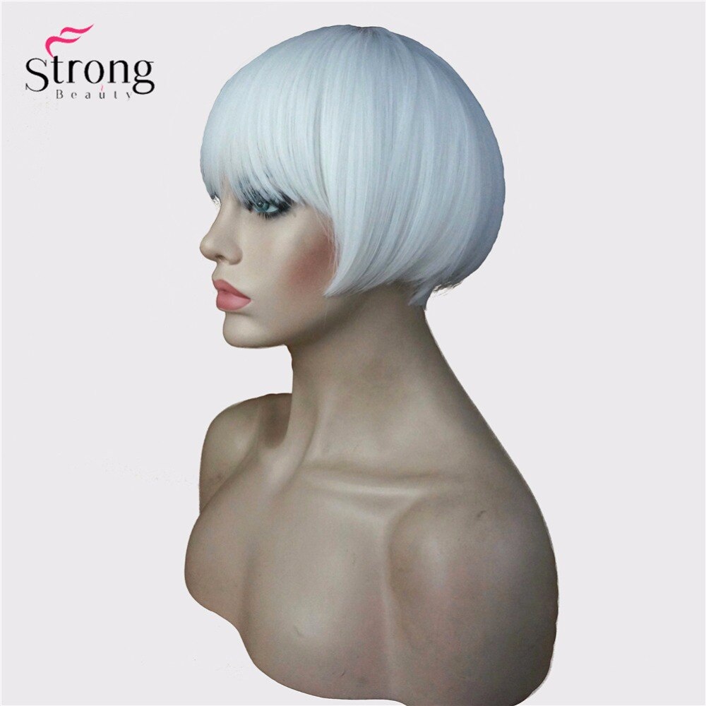 StrongBeauty-peluca sintética para hombre y mujer, cabellera artificial para disfraz de Bob corto, Jazz Gatsby, color blanco, años 20