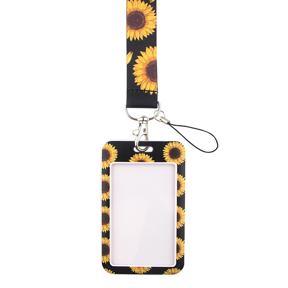 YL11 Zwarte Zonnebloem Key Lanyard Auto Sleutelhanger Personaliseren Kantoor Id-kaart Pass Gym Mobiele Telefoon Sleutelhanger Badge Houder Accessoires