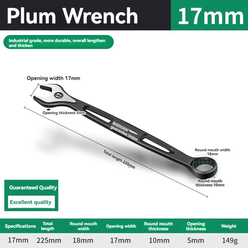 Durable Ratchet Wrench 8-32mm Plum Blossoms Open Combination Wrench Two-Way Double Fast Ratchet Wrench Auto Repair Tools: Red