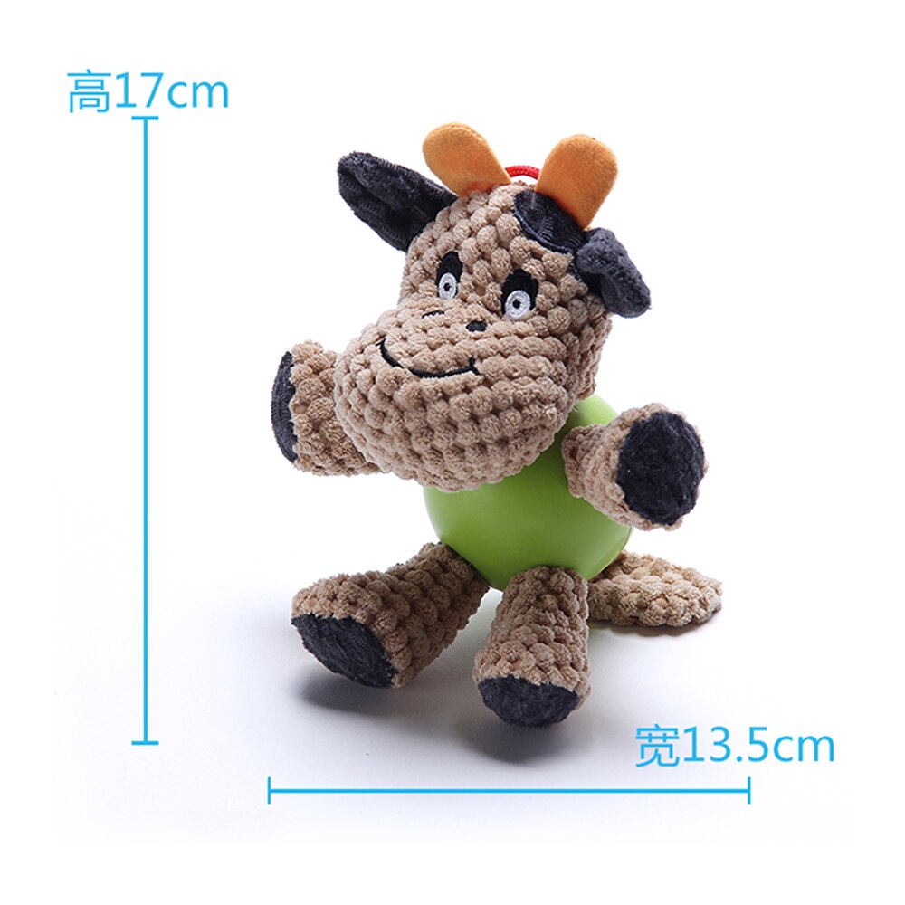 Jouets en velours côtelé couinant pour chien, jouets en peluche en forme d'animal, produits couinants, Puzzle résistant aux morsures, jouet molaire interactif, accessoires pour animaux de compagnie: cow1