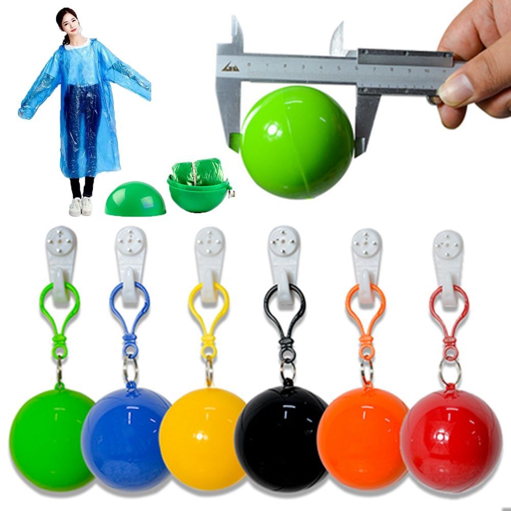 Boule imperméable Portable pour hommes et femmes, vêtements de pluie d&#39;extérieur, imperméable, jetable, Camping, Ponchos à capuche, porte-clés en plastique, boule de protection contre la pluie