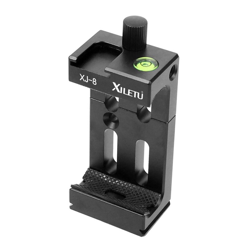 XILETU XJ-8 głowica statywu uchwyt uchwyt telefonu komórkowego klip robić telefonu latarka mikro-telefon z poziomica i uchwyt na buty zimne: czarny