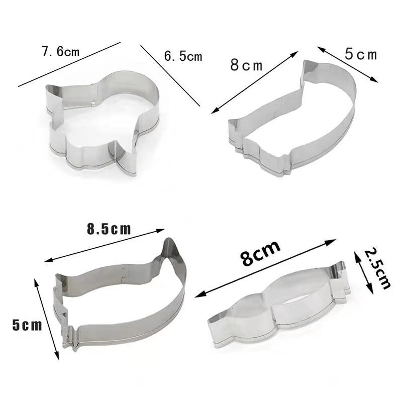 4 stks/set Leuke Cartoon Pinguïn Vorm Cookie Cutters Koekjes Fondant Gereedschap