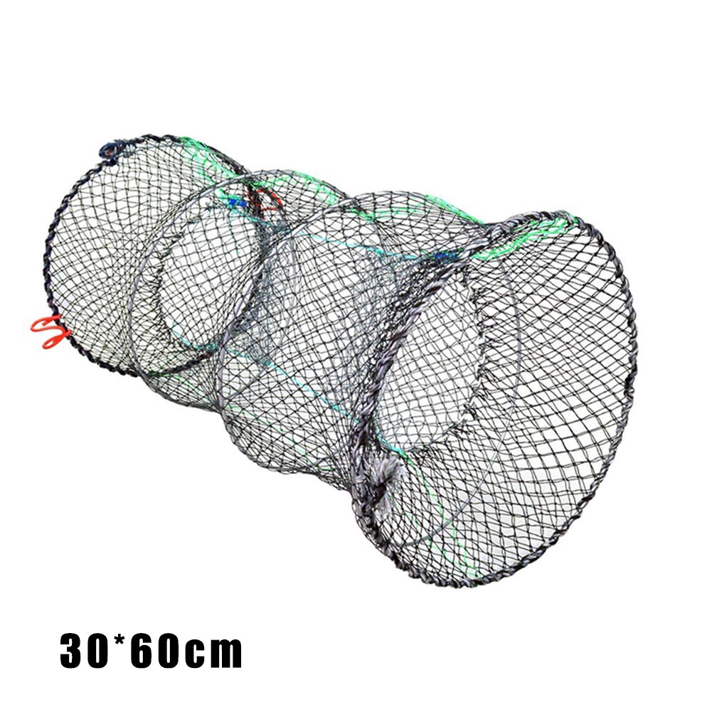Red de trampa para cangrejos, jaula plegable portátil para langosta y camarones, accesorios de pesca: 30CMX60CM