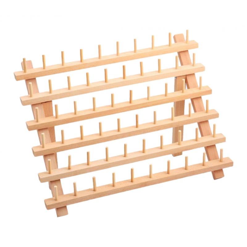 60-Spool Wooden Thread Rack, Embroidery Thread Holder Organizer Sewing Tool