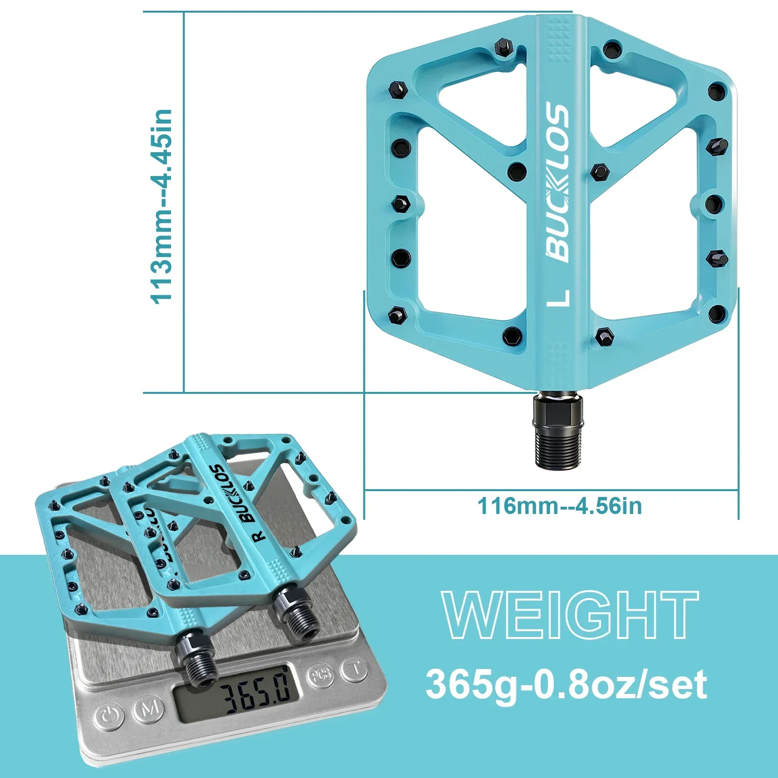 BUCKLOS Bike Pedal Nylon Durable Bicycle Flat Pedal Mtb Non-slip Mountain Bike Pedals Waterproof Road Bicycle Pedals Bike Parts: Blue