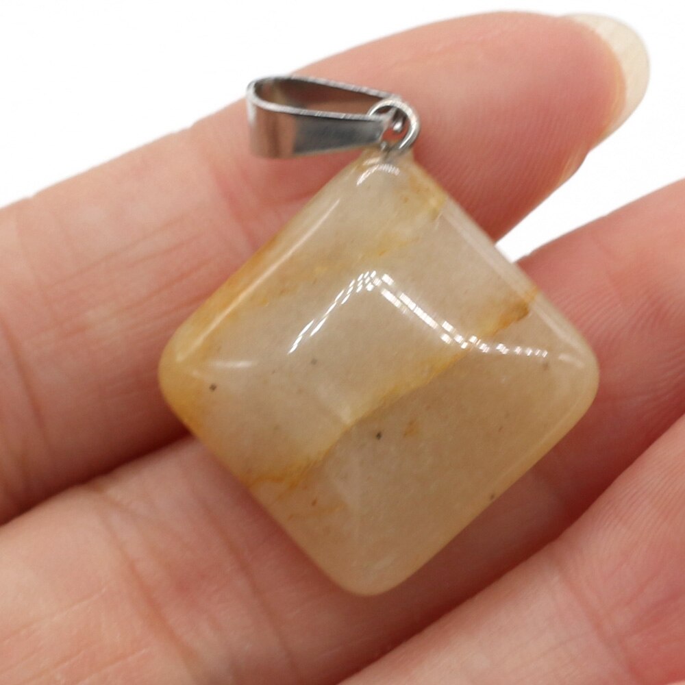 Natural Agates Necklace Pendant Square Pendant Charms for Making DIY Jewelry Necklace Pendant Size 25x25mm