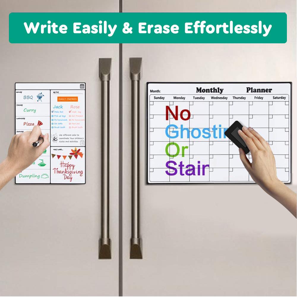 Magnetic Whiteboard Dry Erase Board Magnets Fridge Refrigerator To-Do List Monthly Daily Planner Organizer for Kitchen