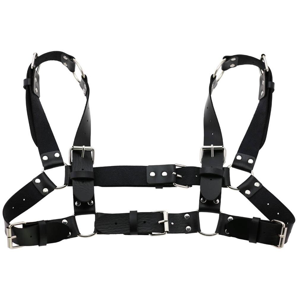 KMVEXO Degli Uomini Delle Donne Sexy Punk Chest Harness Regolabile Gabbia Catena Corpo In Metallo DELL'UNITÀ di elaborazione di Cuoio Del Choker Dichiarazione Della Collana Del Partito Clubwear