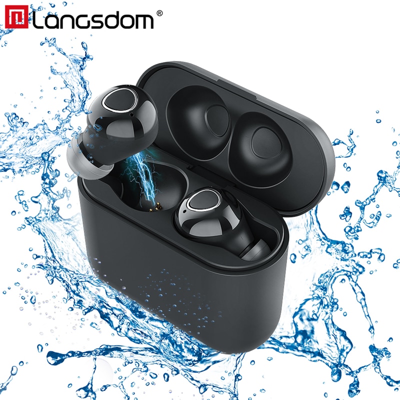 Langsdom T9 Waterproof Bluetooth Earphones for Phone Sport True Wireless Earbuds Stereo Headset with Mic ecouteur sans fil
