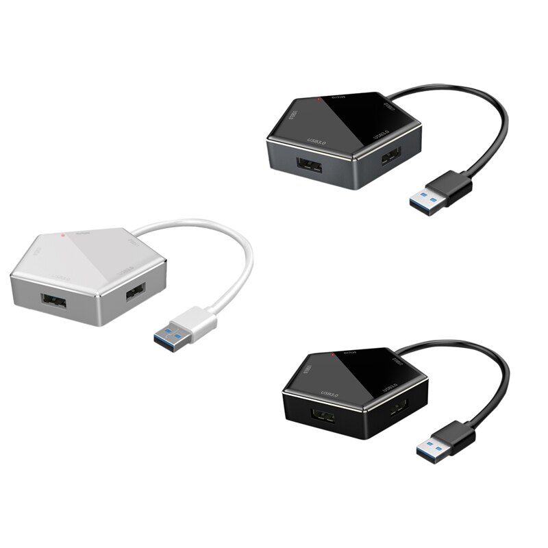 Usb Hub Aluminium 4.8Gbps 1 Naar 4 Splitter Vijfhoekige High Speed Transfer Spiegel Usb 3.0 Voeding Voor Kantoor