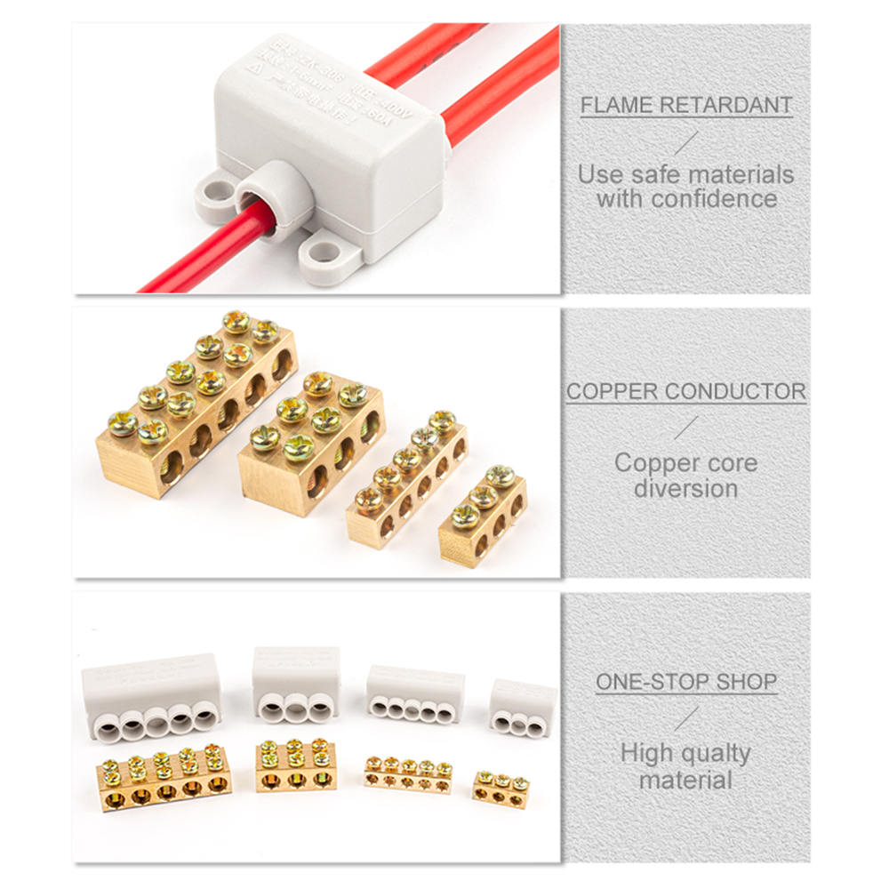 Alta potencia 1 entrada salida múltiple Cable empalme 60A/400V 1-6mm2 conector de Cable tornillo bloque de terminales de cableado 80A/1000V 2,5-16mm2
